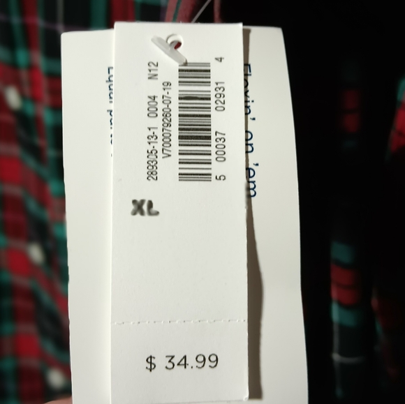 Old Navy NWT Men's XL Slim Fit Button Down Collared Shirt, Red & Green Plaid - Picture 8 of 9